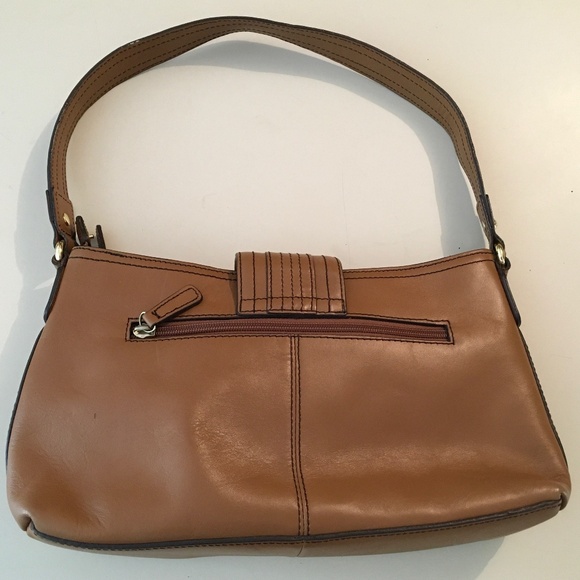 Etienne Aigner cognac-colored leather satchel with goldtone hardware - Picture 3 of 4